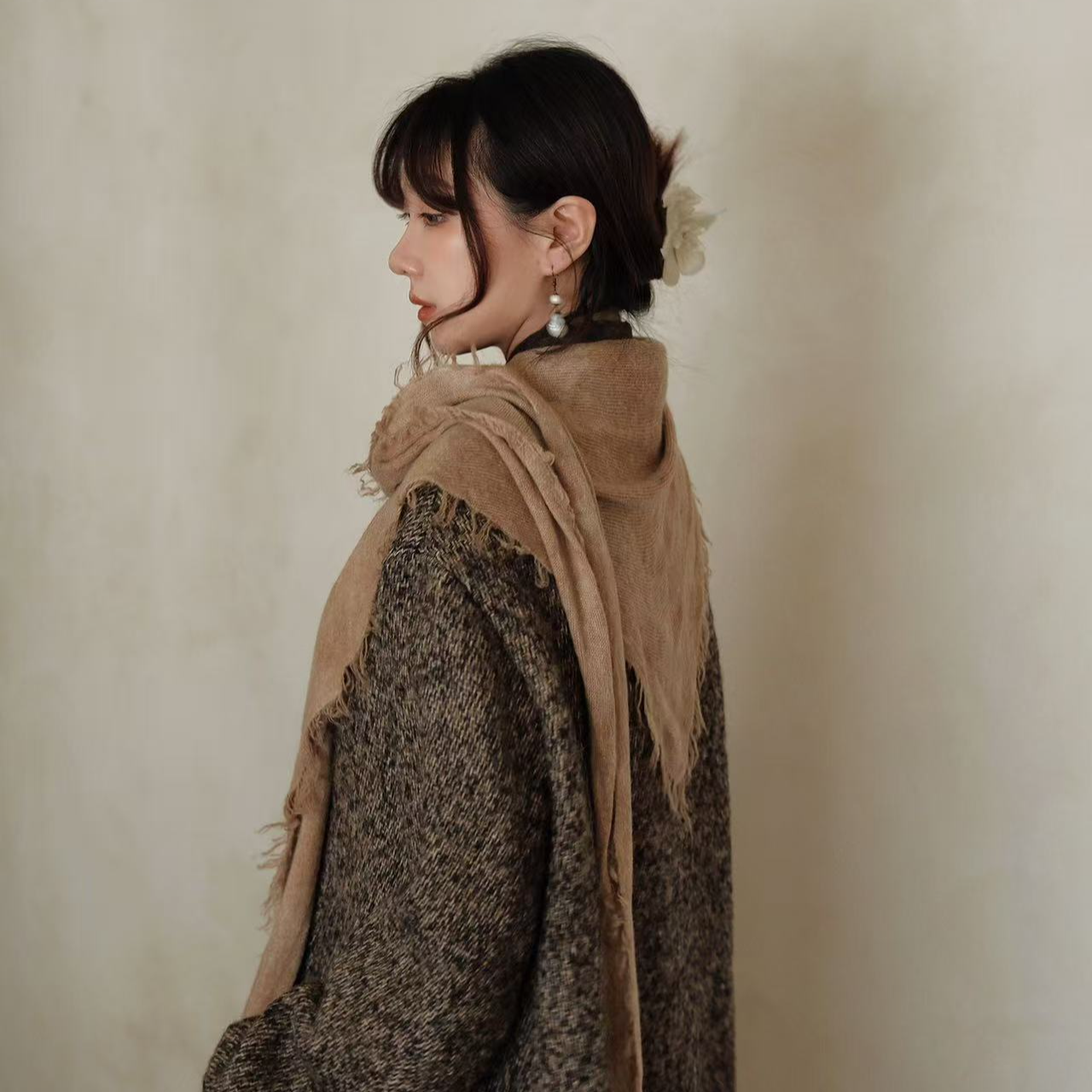 NatureDye 【美侖美奂】ES353626植物染三角羊毛披肩围巾