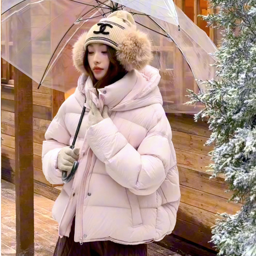 轻柔云感95白鸭绒泡芙龟背羽绒服女短款连帽加厚外套03