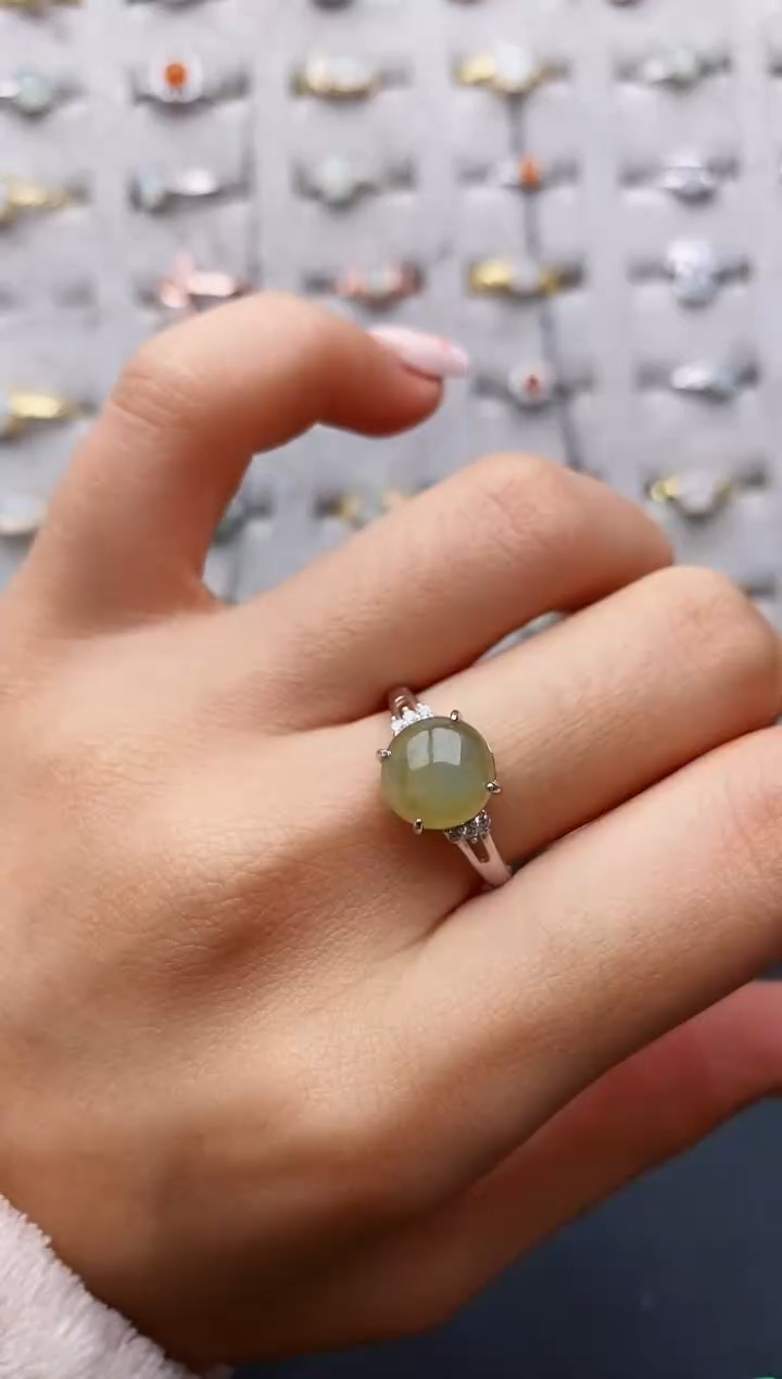 【闪购商品】翡翠戒指银S925镶嵌缅甸翡翠