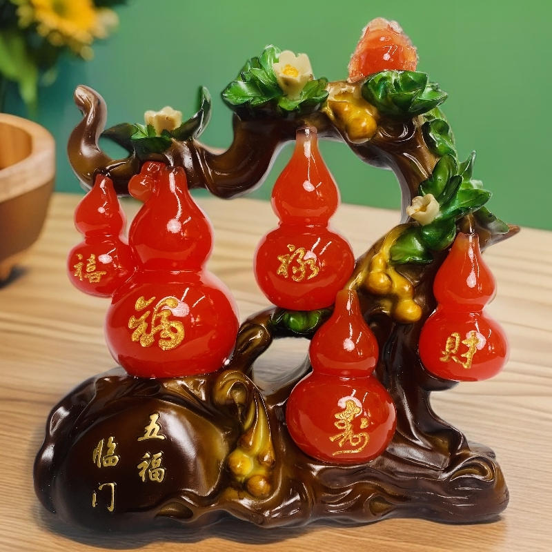 旺旺【红玉色五福临门】适合客厅酒柜电视柜等家居装饰送人送礼创意