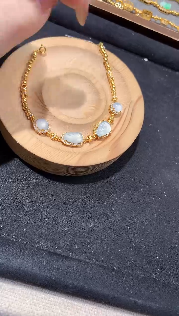 银S925镶嵌手串翡翠手链