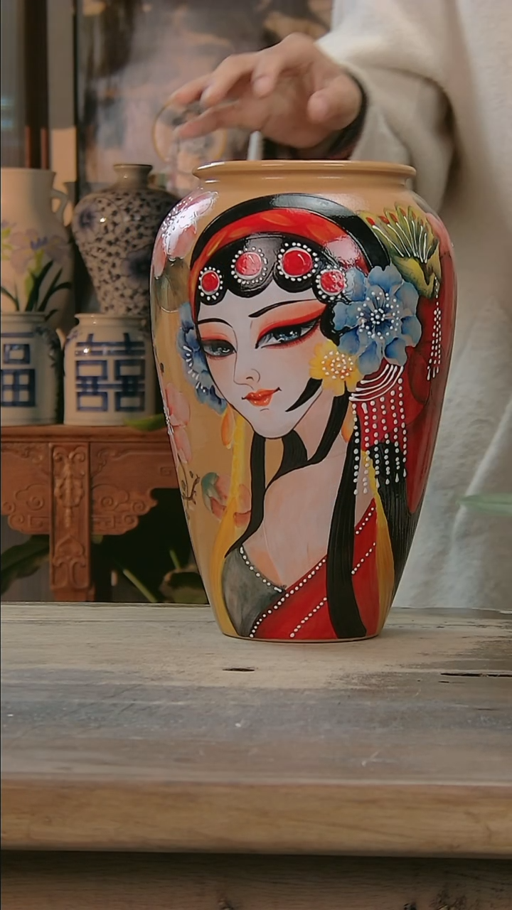 【闪购商品】瓷片景德镇纯手工釉下彩精品花瓶