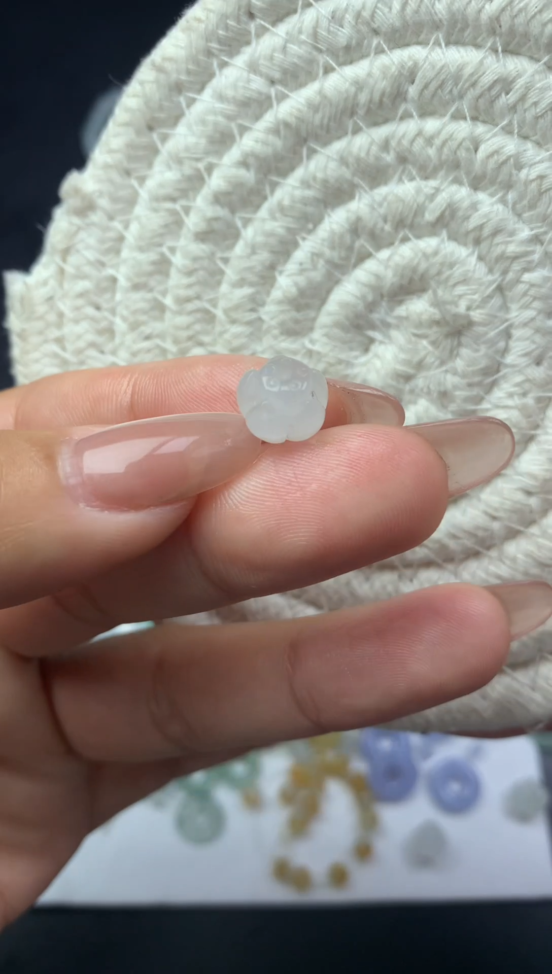 【闪购商品】定制翡翠未镶嵌白冰莲花尺寸9.9*7.1