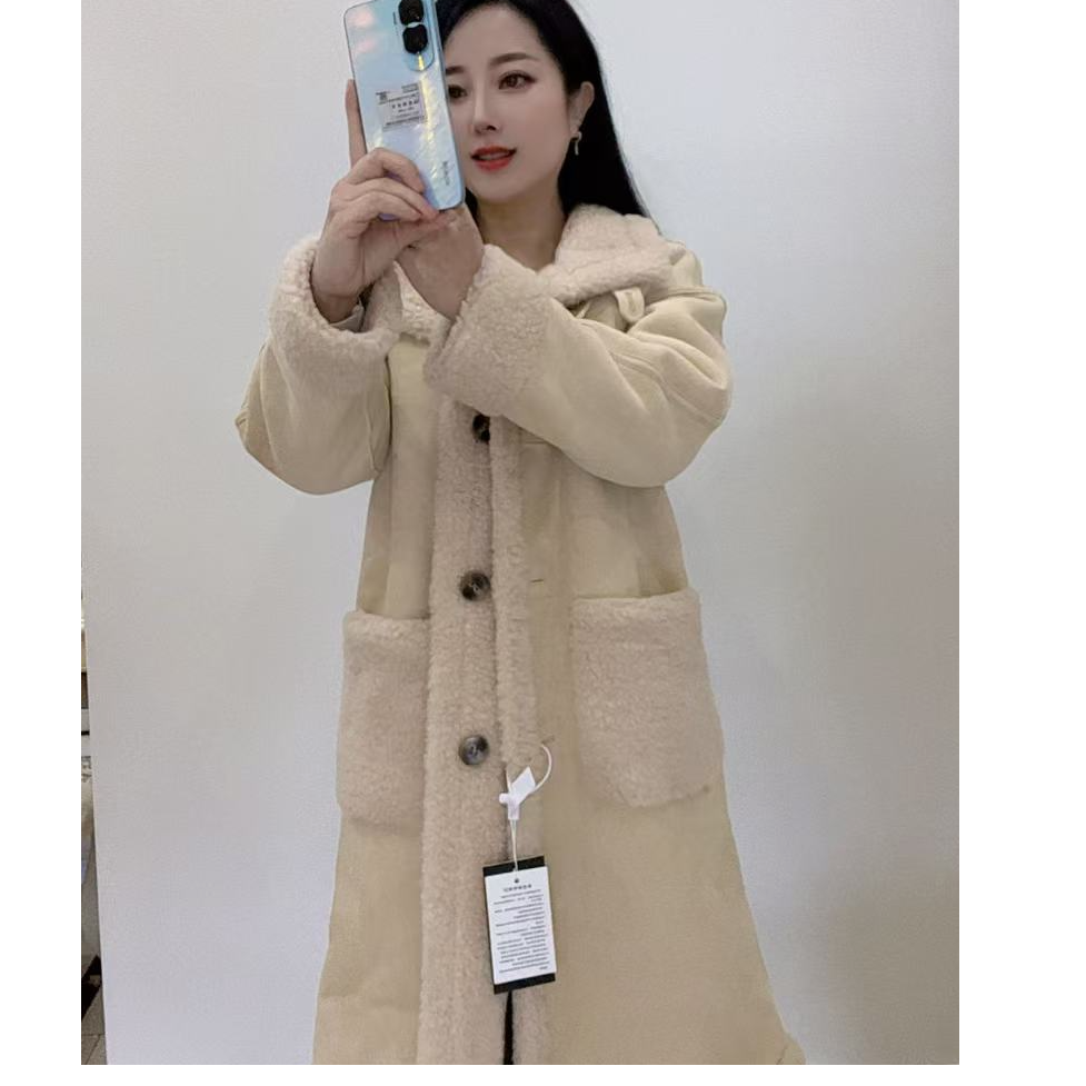 涵星蓉2025秋冬新欢两面穿100羊毛8876-2羊毛一体加绒加长款毛呢
