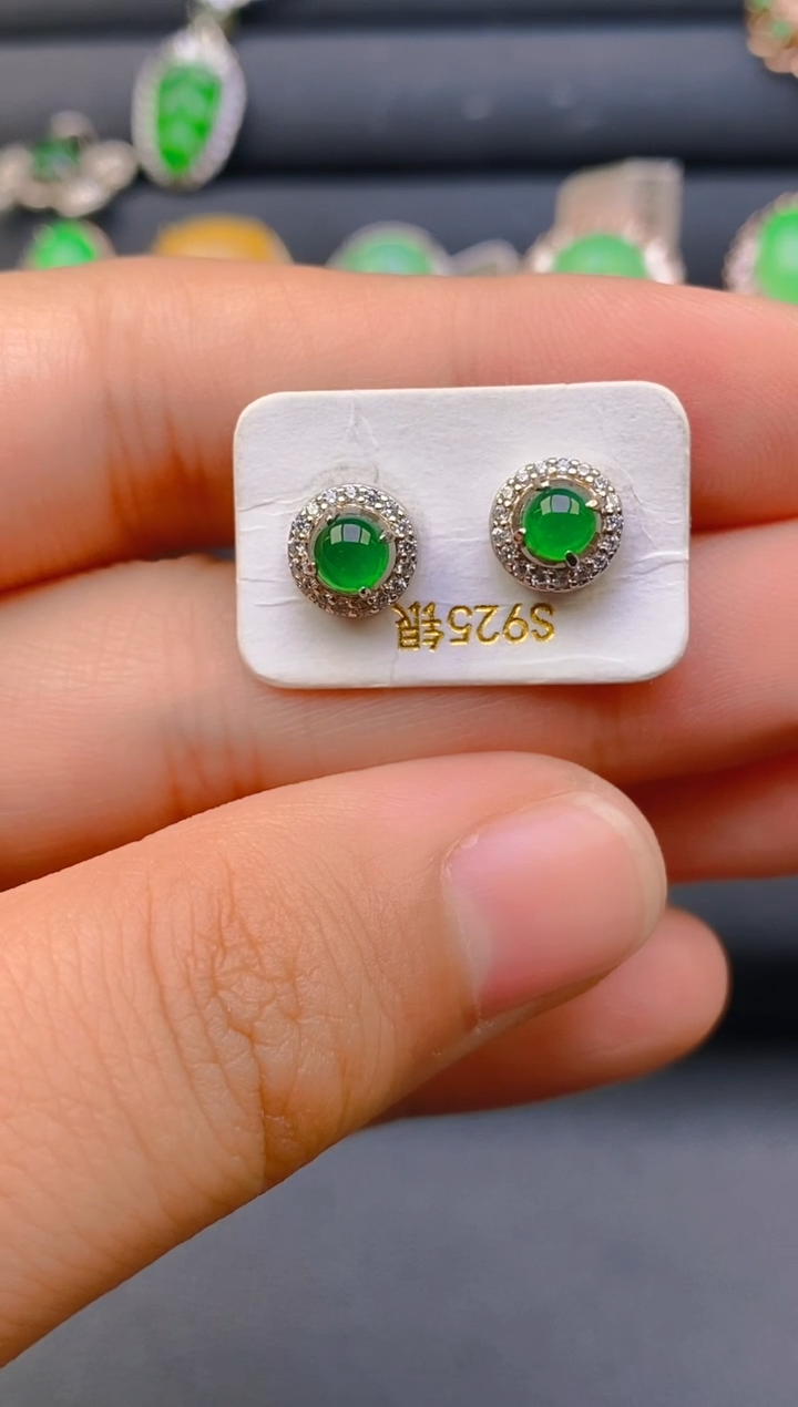 【闪购商品】翡翠戒指银S925镶嵌天然A货翡翠1