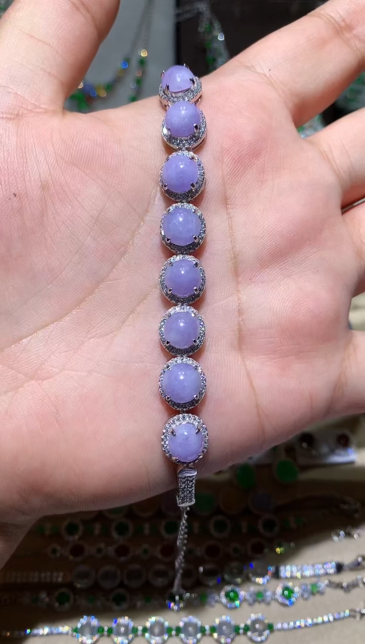 【闪购商品】翡翠耳饰银S925镶嵌紫罗兰手链