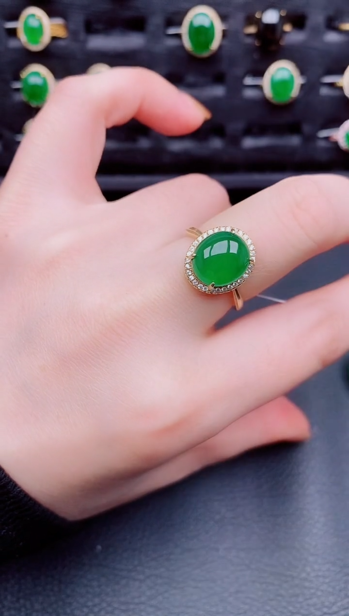 【闪购商品】翡翠戒指银S925镶嵌天然a货翡翠147