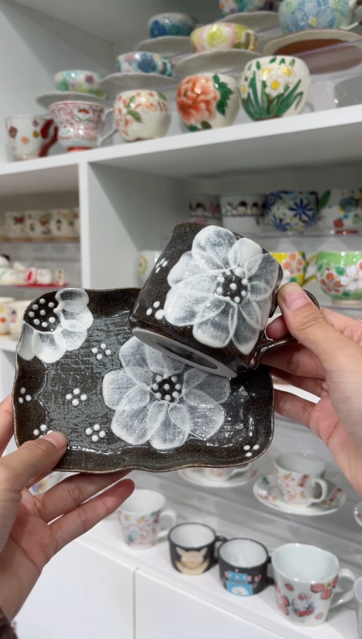 【闪购商品】瓷片白花粉引套杯（褐色）