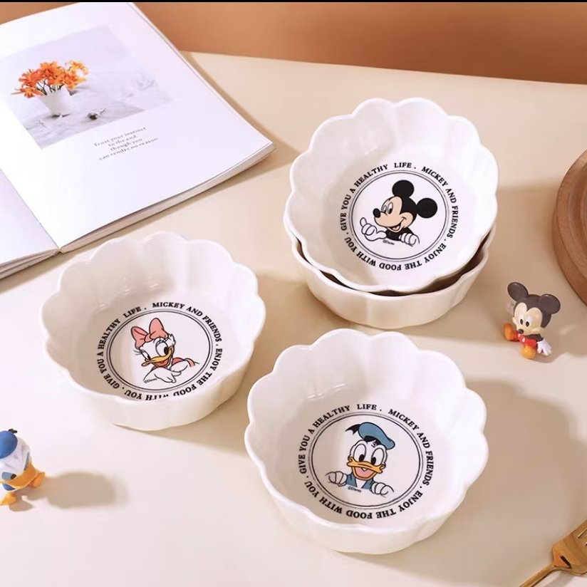 【言则】云朵维尼 奶油米奇米妮唐老鸭黛西花边碗-混装