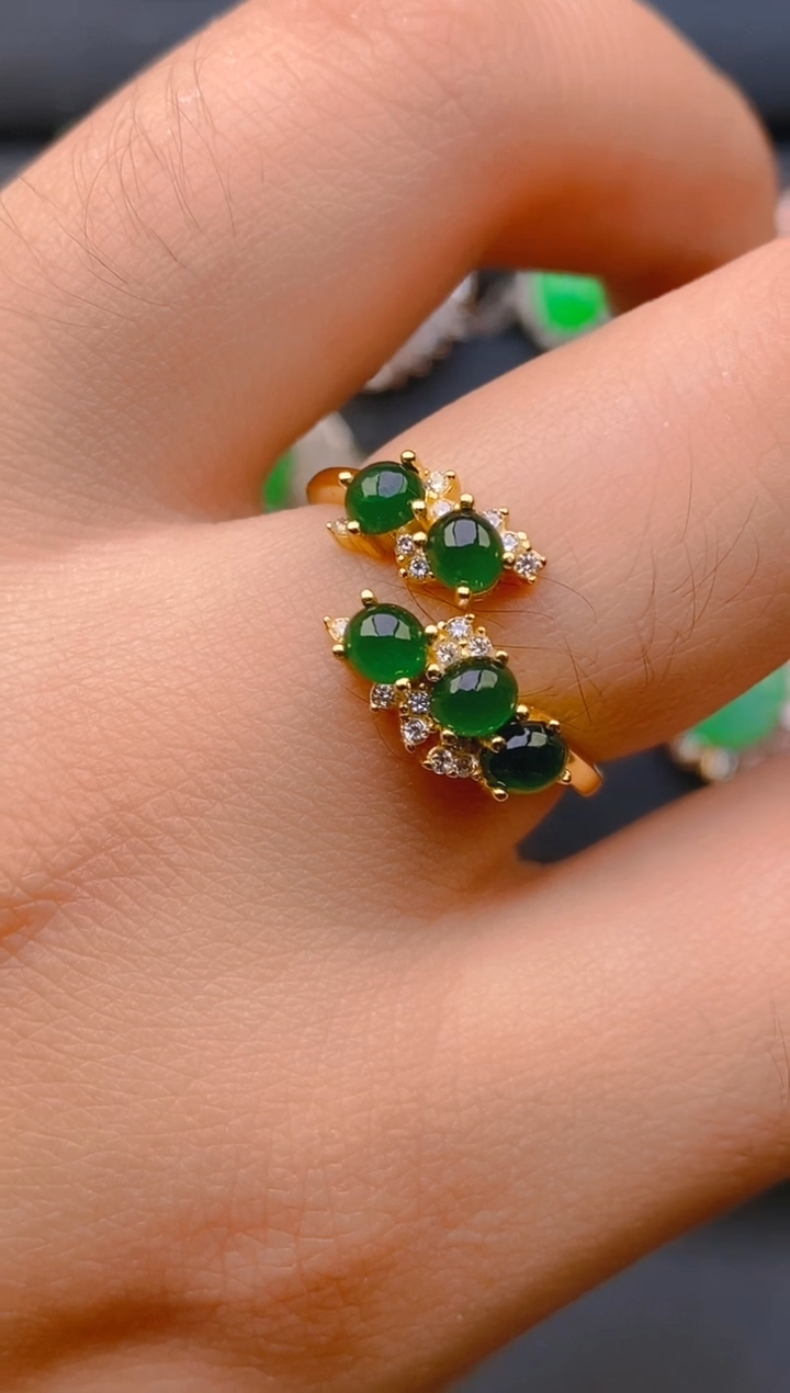 【闪购商品】翡翠戒指银S925镶嵌天然A货翡翠1