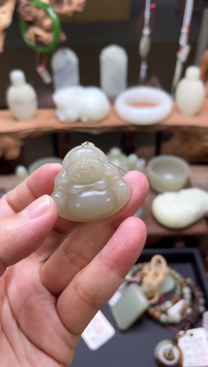 【闪购商品】和田玉吊坠未镶嵌且末青白 佛公 900296