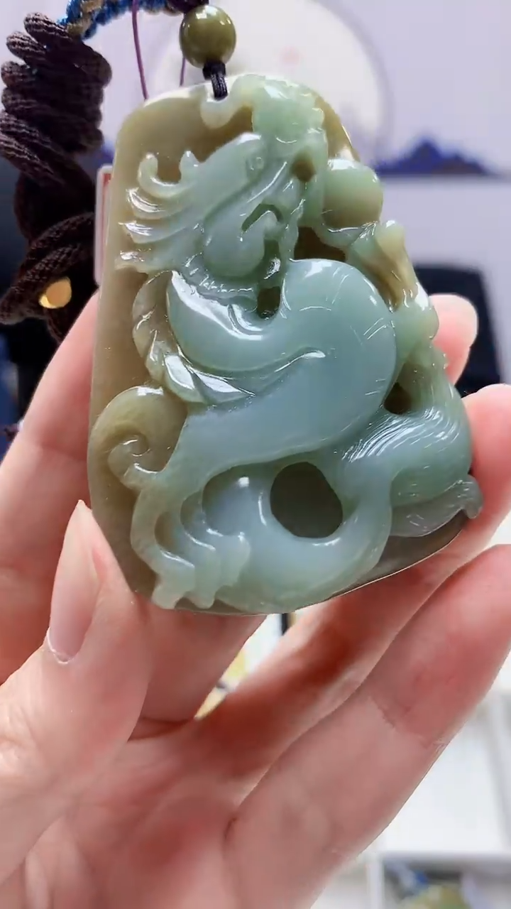 【闪购商品】定制翡翠未镶嵌5060zm-毛货挂件129龙牌