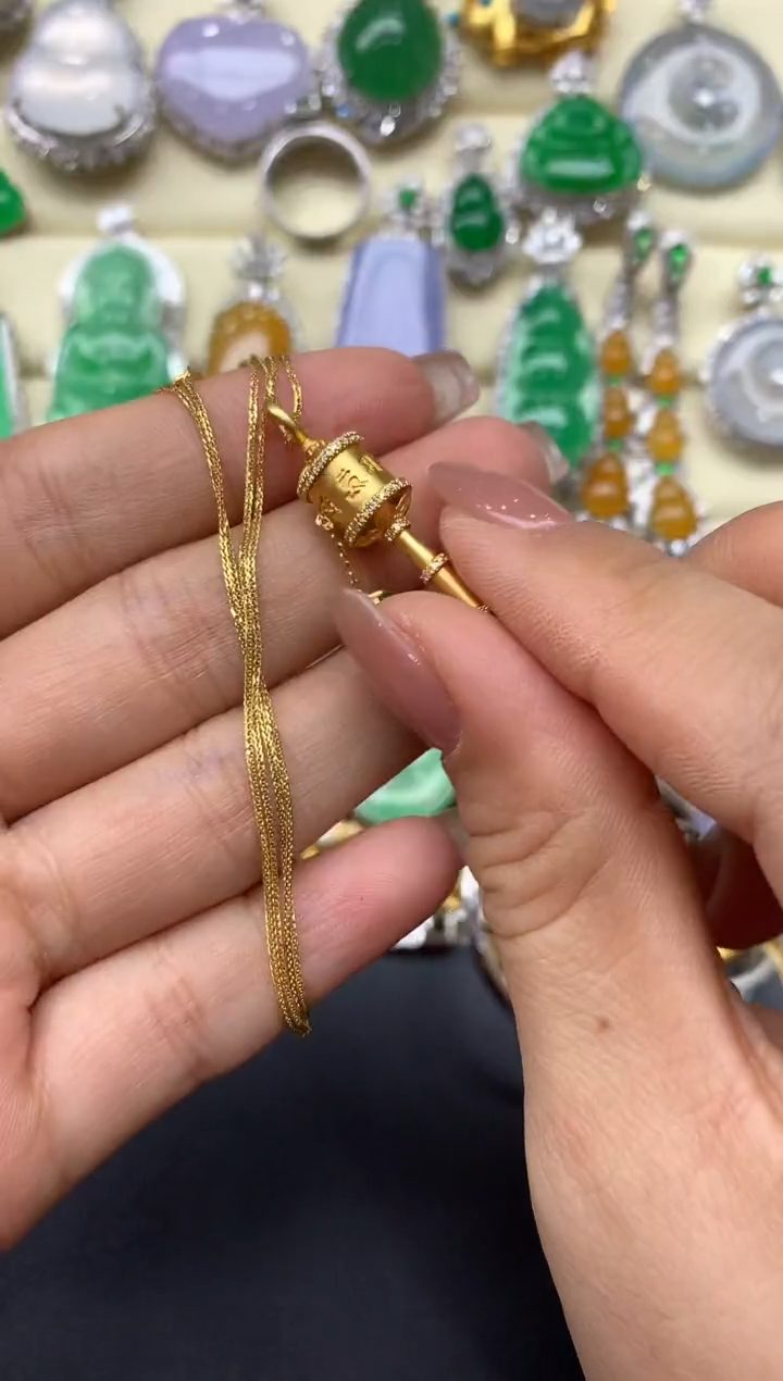 颈饰18K金镶嵌翡翠414-中国好珍宝