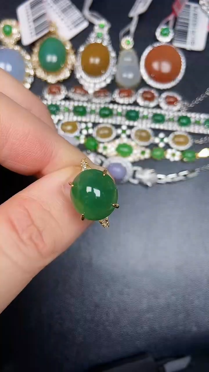 银S925镶嵌戒指翡翠1590