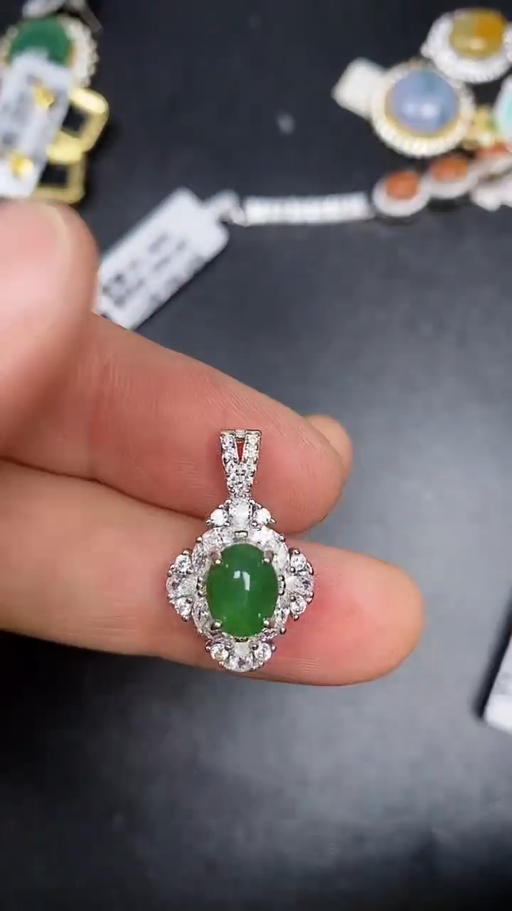 银S925镶嵌戒指翡翠2090