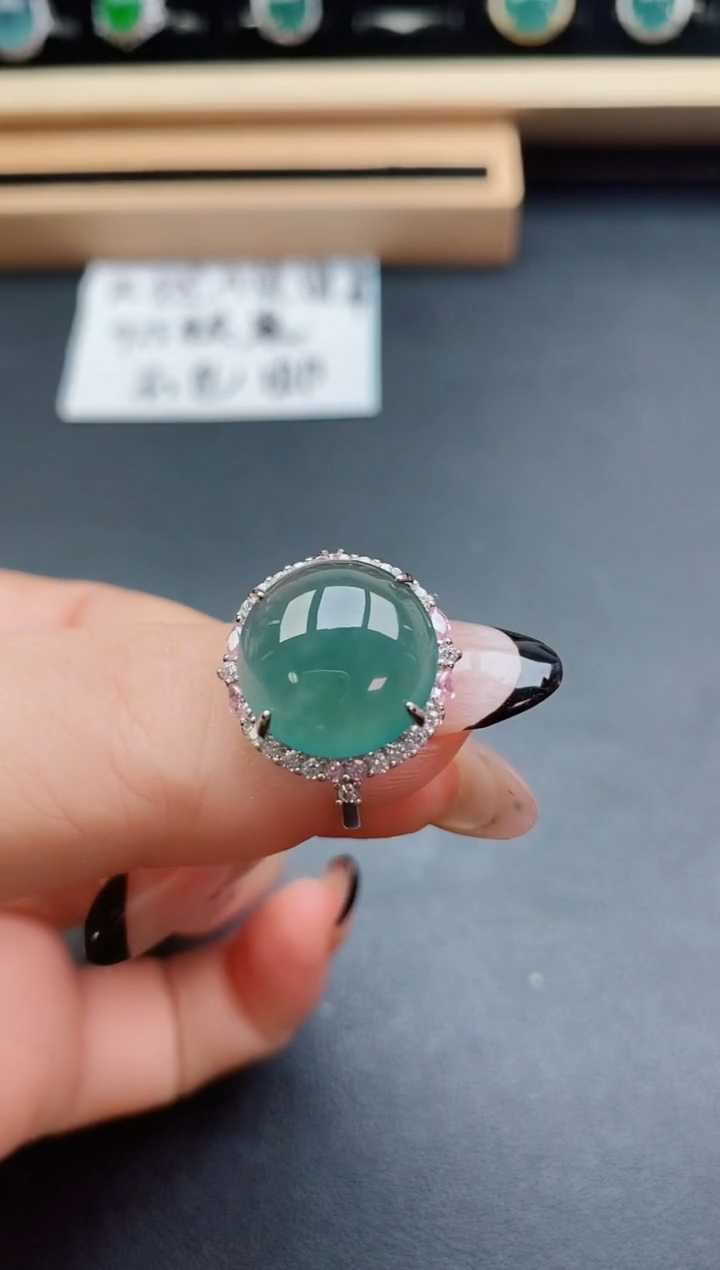 翡翠银S925镶嵌耳饰05800