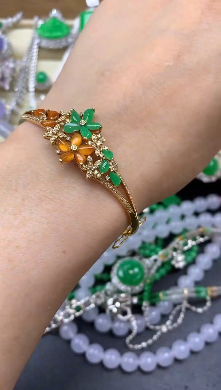 翡翠手镯18K金镶嵌621-中国好珍宝