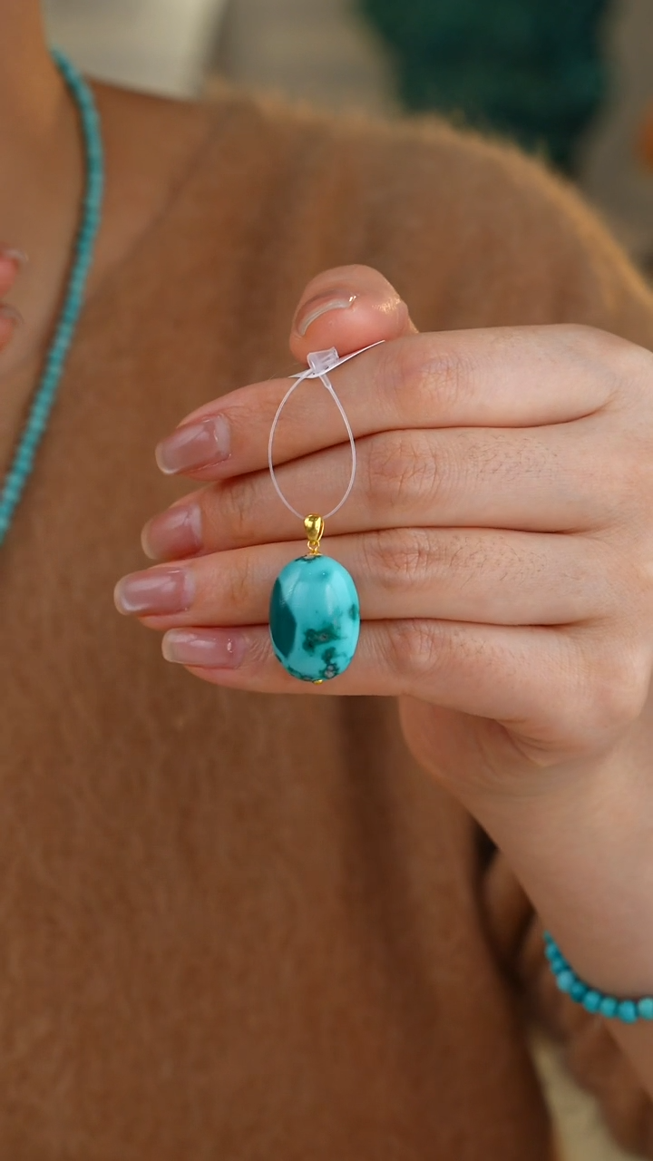 【闪购商品】绿松石吊坠(不含链)18K金镶嵌1