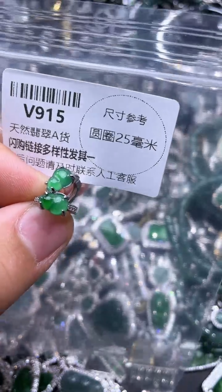 【闪购商品】翡翠颈饰未镶嵌V945耳扣