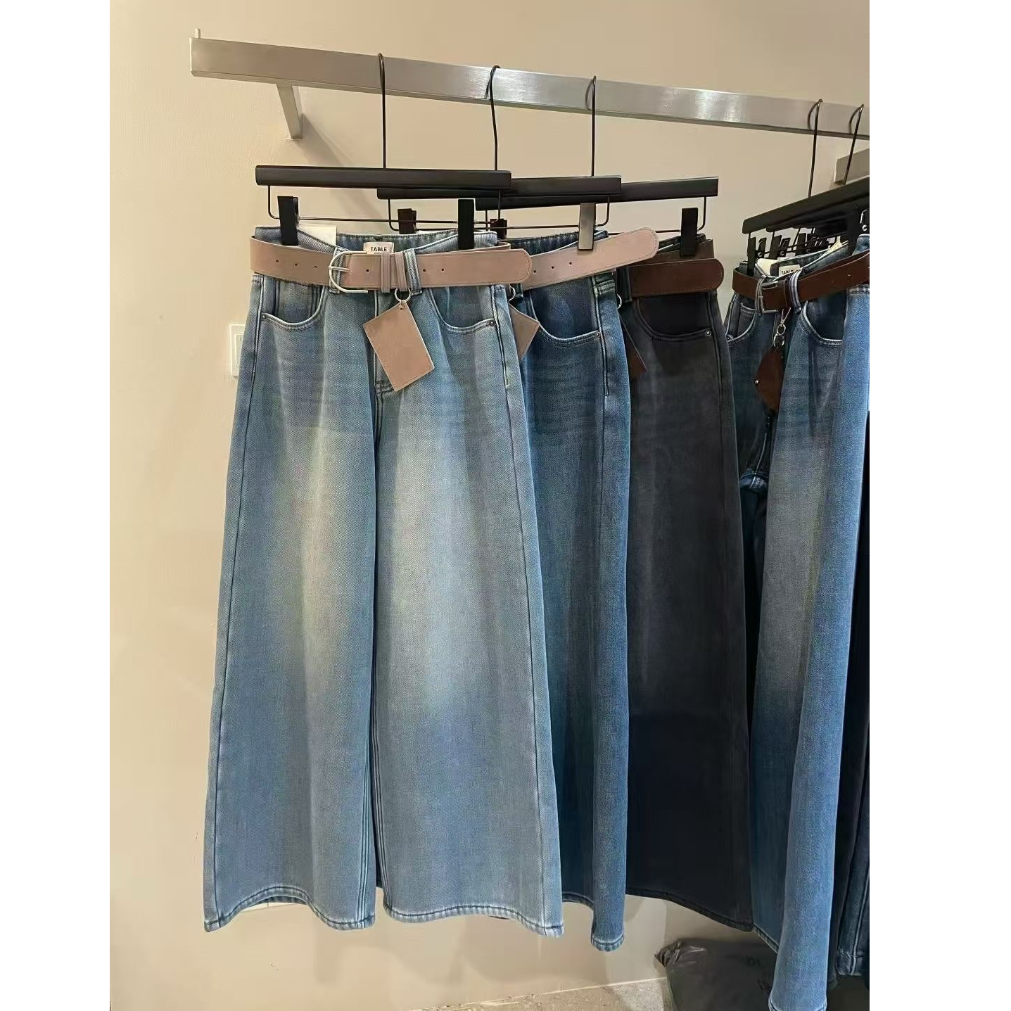 【禾嘉】冬季加绒阔腿直筒牛仔裤