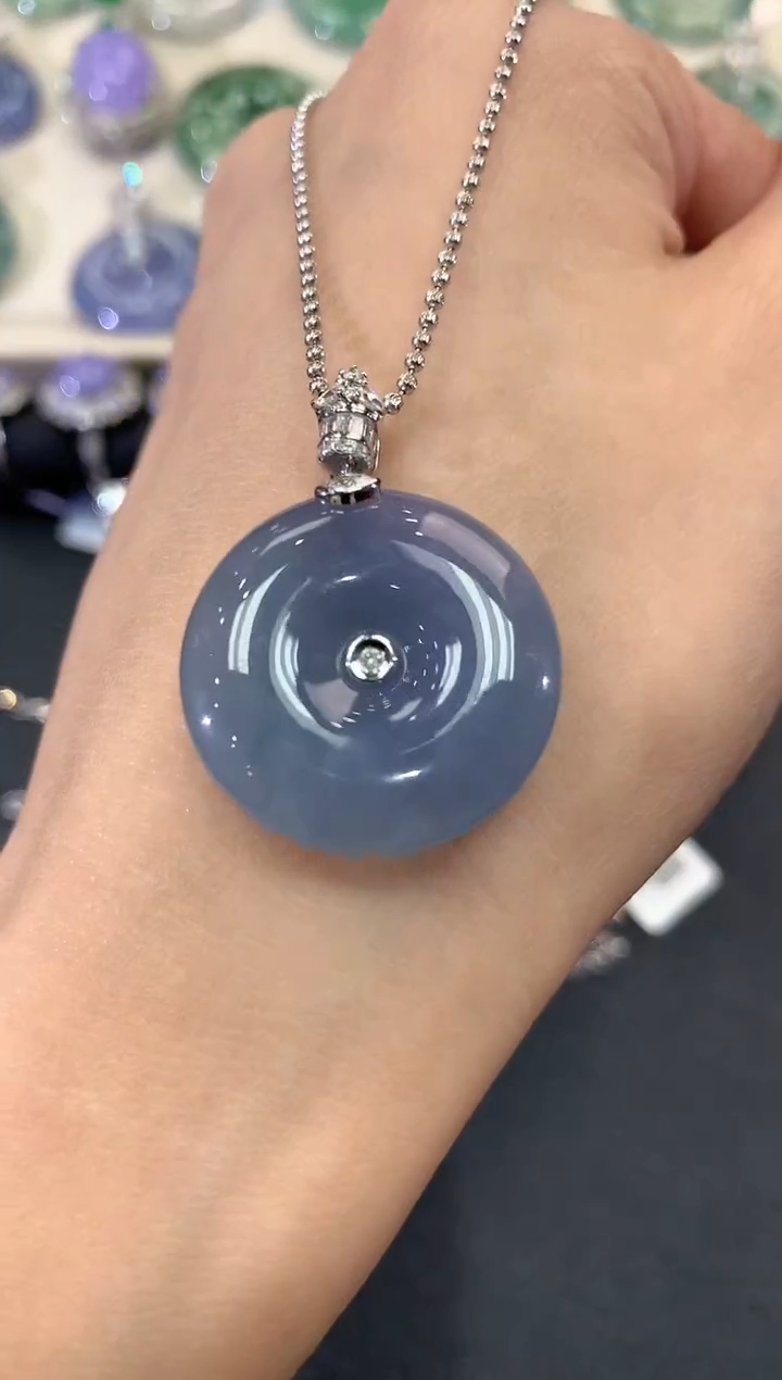 【闪购商品】翡翠吊坠(不含链)18K金镶嵌a62紫货有色差