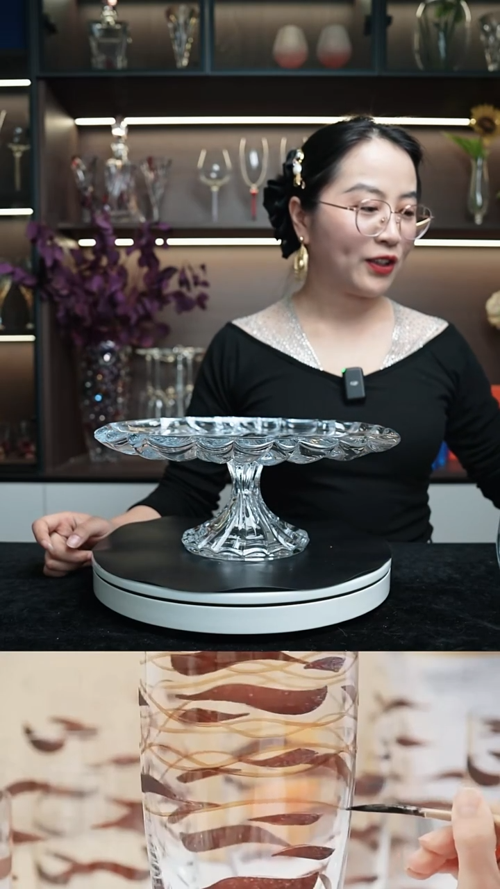 水晶宽口款果盘1个