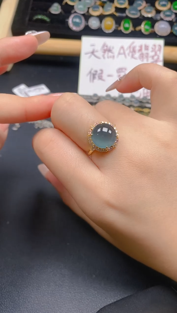 银S925镶嵌戒指翡翠89