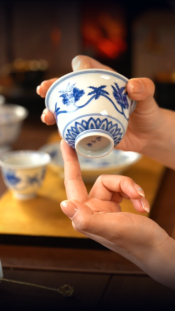 见山烧 秋葵香韵盖碗