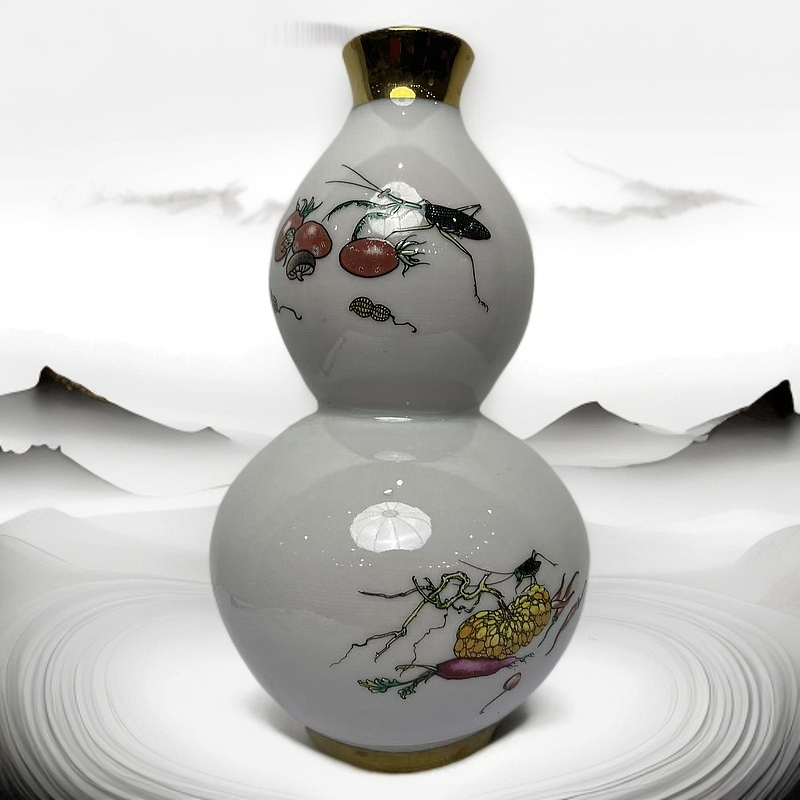 G32景德镇现代陶瓷釉上彩葫芦瓶