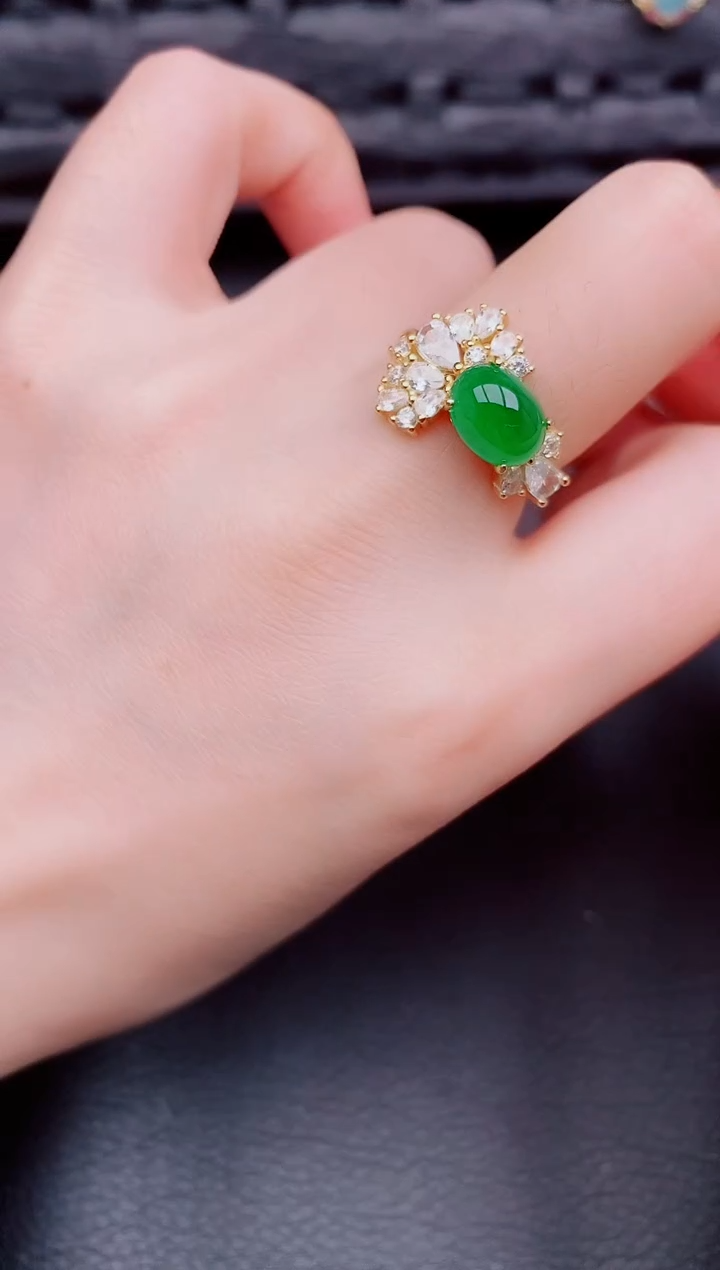 【闪购商品】翡翠戒指银S925镶嵌天然a货翡翠508