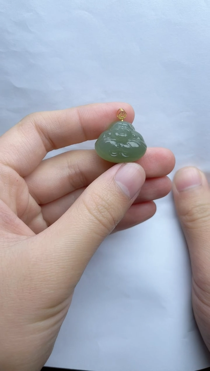 【闪购商品】和田玉颈饰18K金镶嵌佛公kk