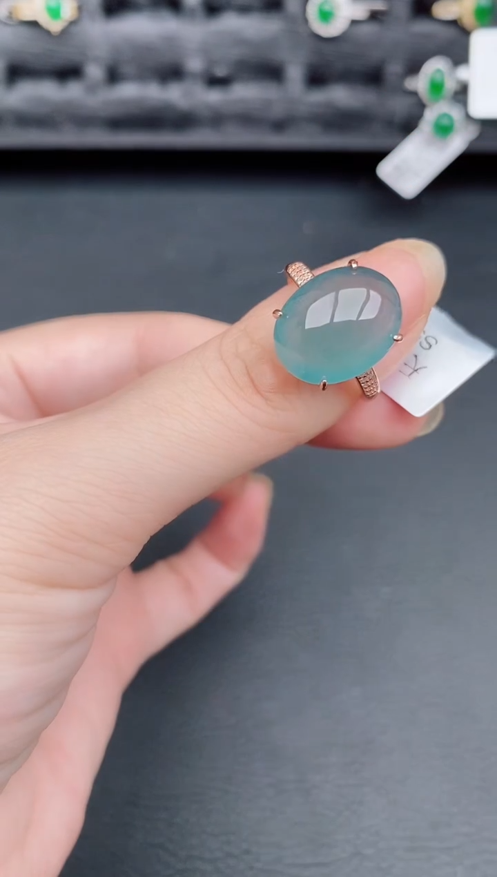 银S925镶嵌戒指翡翠天然a货翡翠238