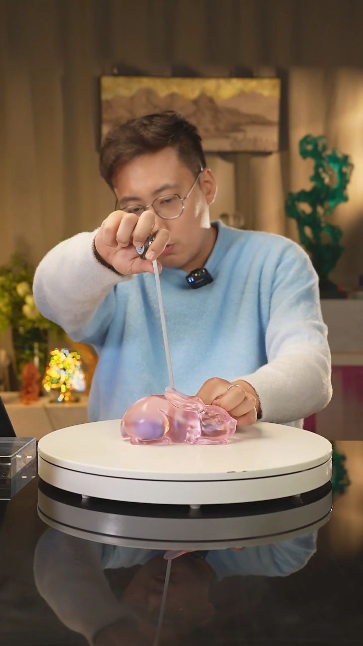 【闪购商品】雅致水晶琉璃 古法琉璃 粉色兔