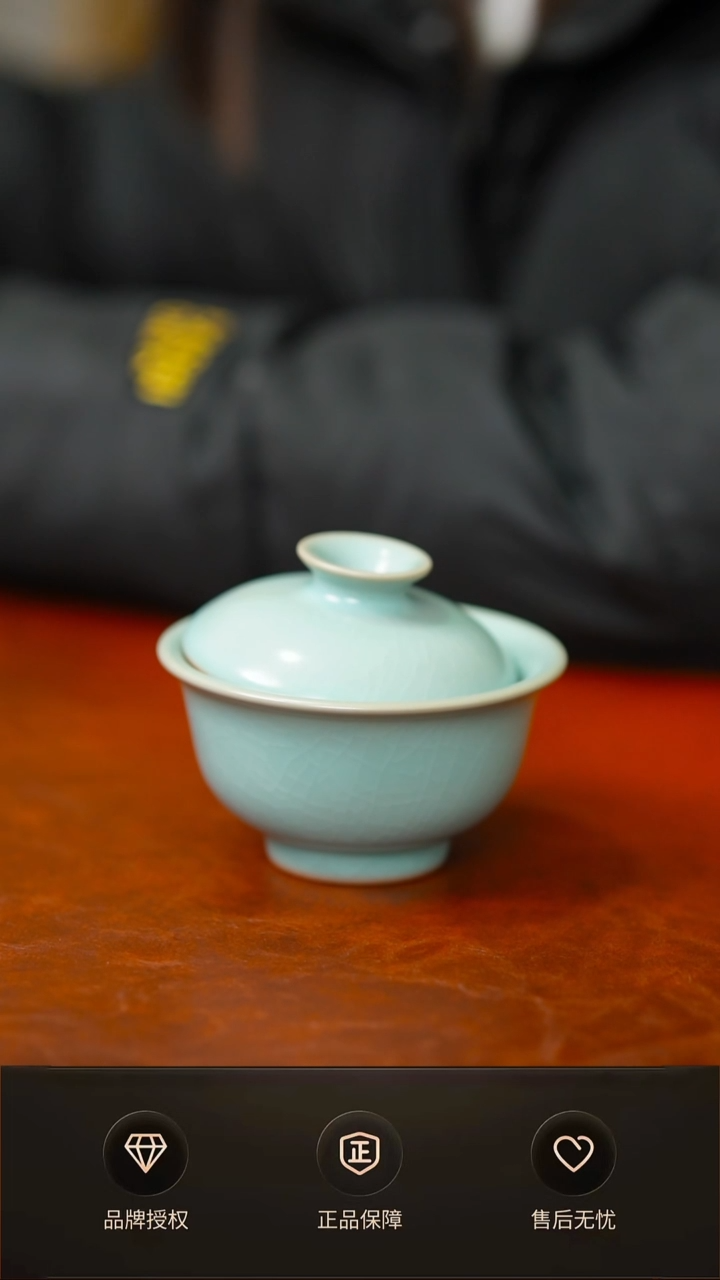 仿古二才压手盖碗不完美 简装