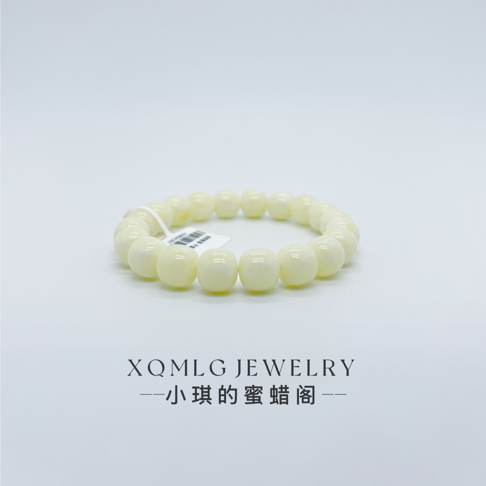 10mm白蜡同料精工老型蜜蜡手串 天然原矿 假一罚四