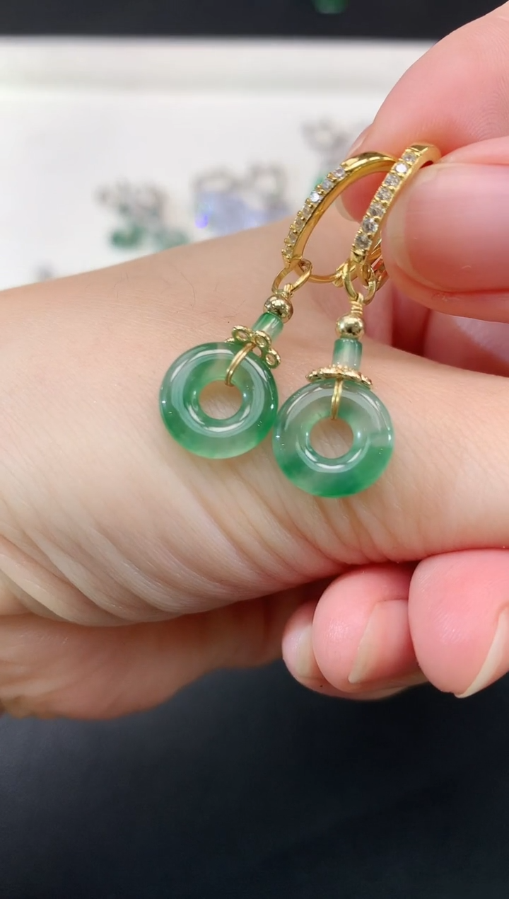 银S925镶嵌翡翠耳饰116不退不换|980