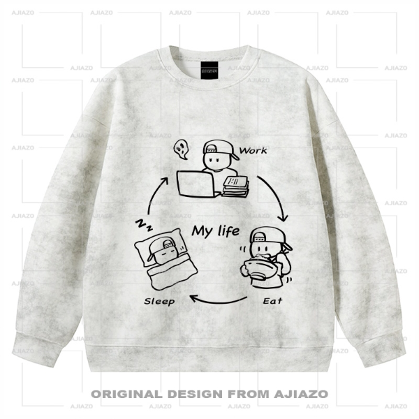 老狗十三【三点一线】扎染圆领卫衣 秋冬时尚潮流百搭卫衣男女同款