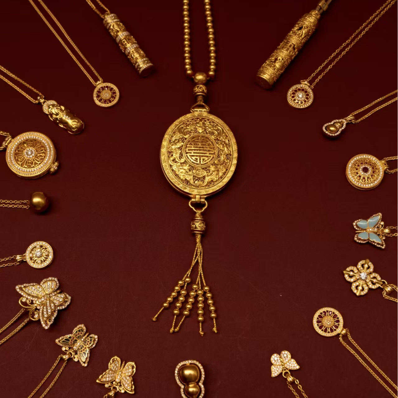 925银银制品 【水水】精工银镀金吊坠项链高奢款成品集合