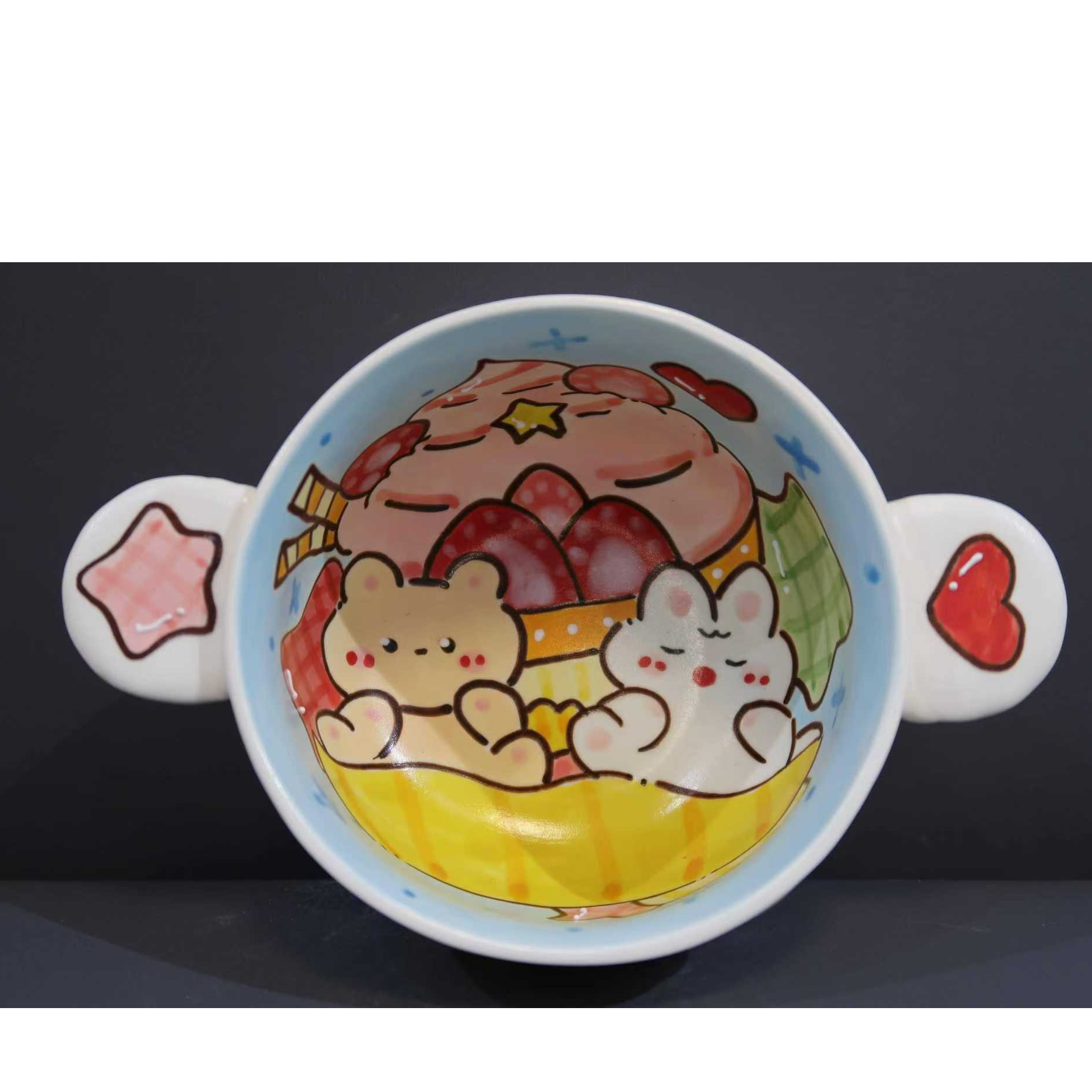 A079手捏碗盘手工手绘创意随机发