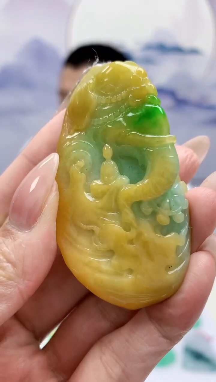 【闪购商品】定制翡翠未镶嵌4812MM-毛货挂件66