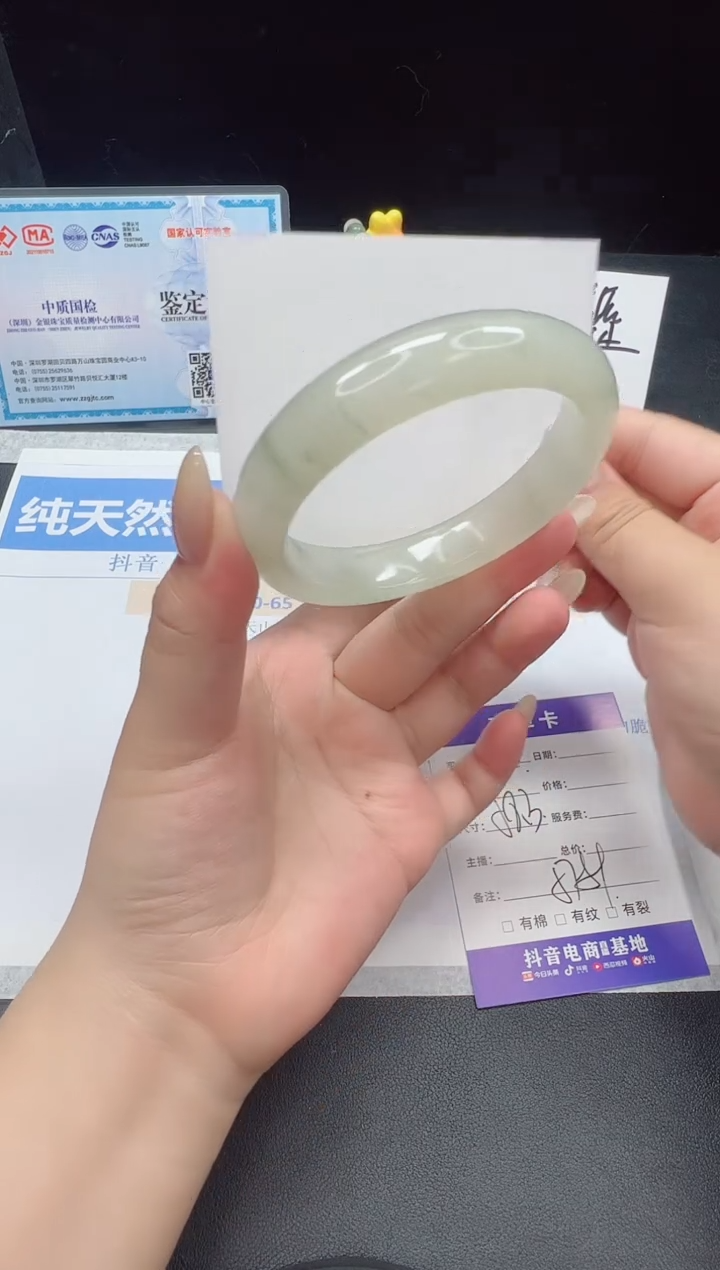 石英质玉未镶嵌手镯103--58.3 天山翠