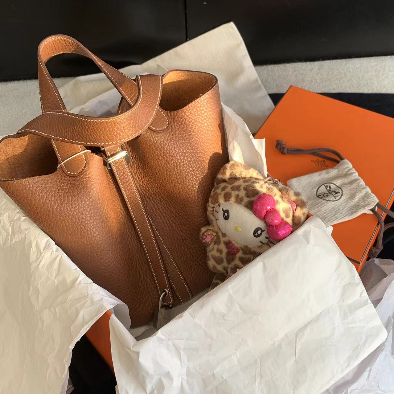 95新 Hermes/爱马仕 金棕银扣18菜篮子 U刻 18778163