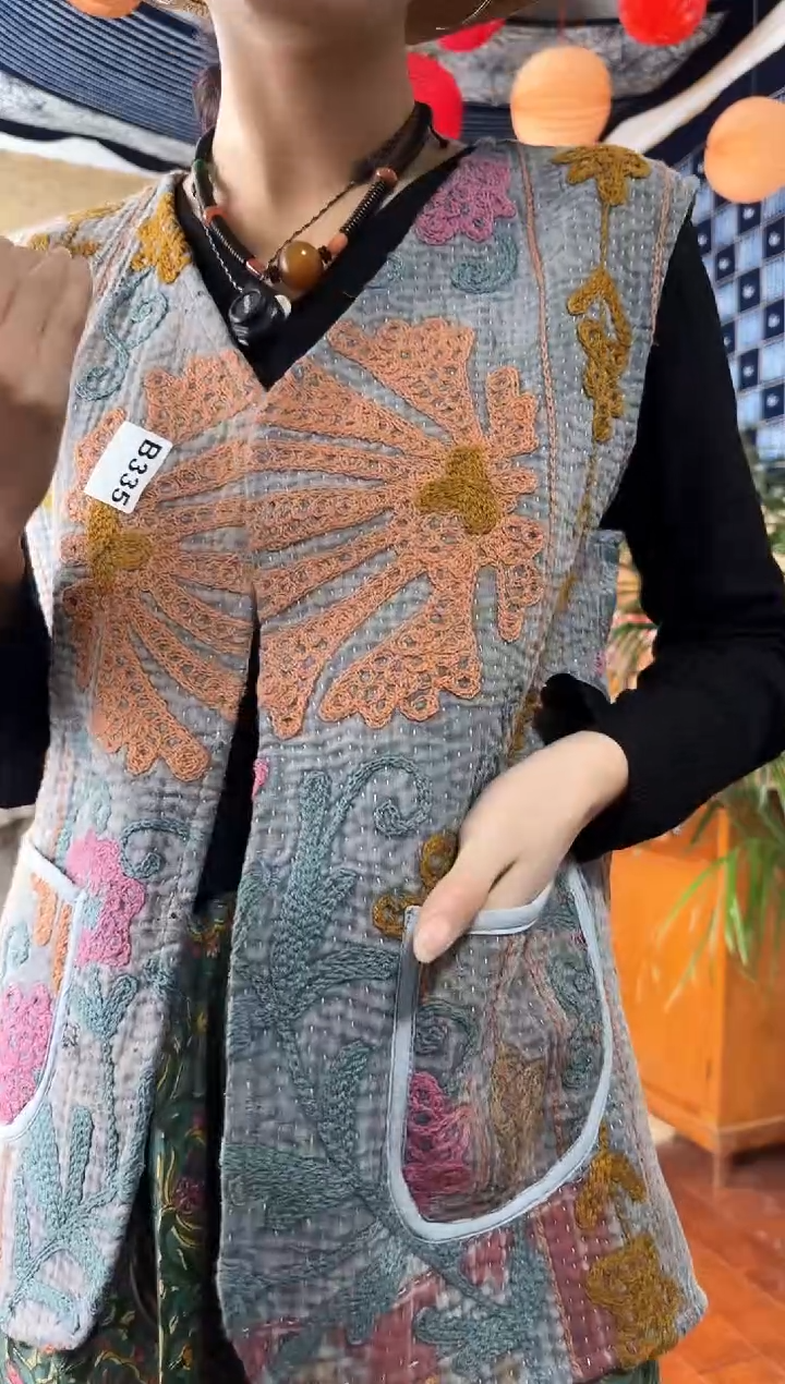 【闪购商品】设计师款古布马刺绣马甲