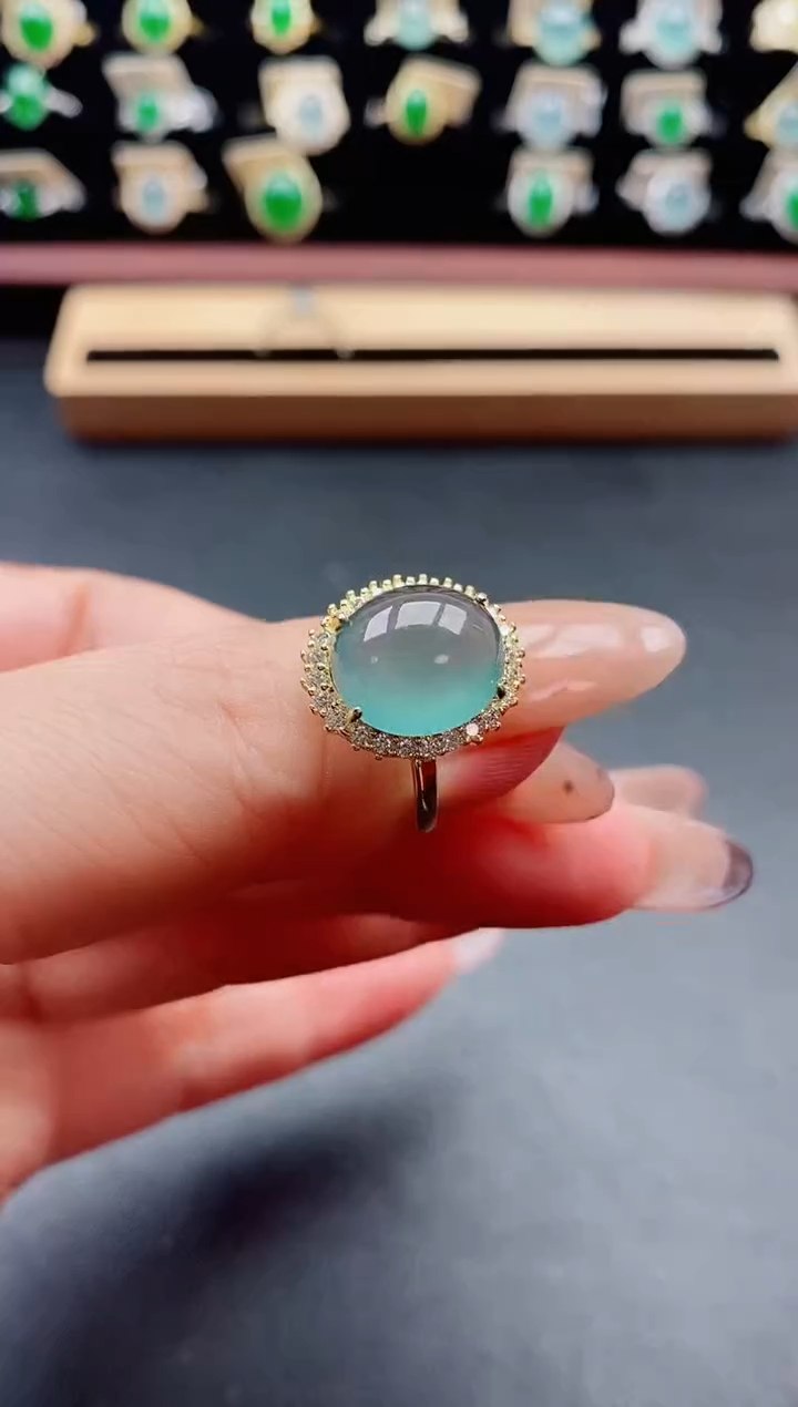 银S925镶嵌戒指翡翠1