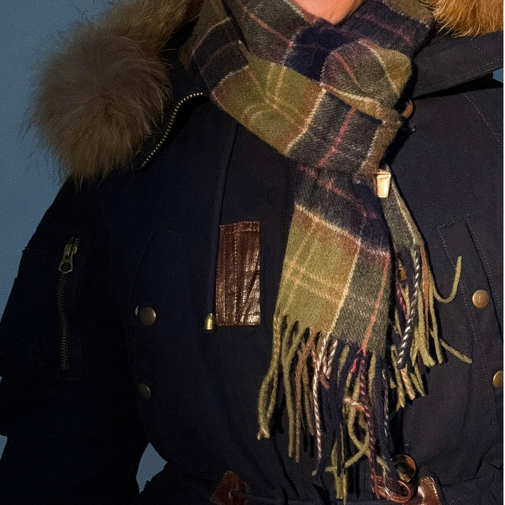 妈妈再也不担心我冻脖子了~英式复古羊毛经典绿格子围巾