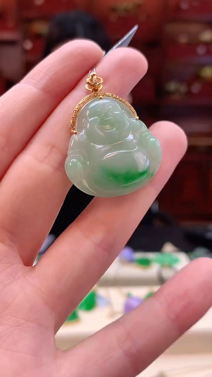 【闪购商品】翡翠颈饰18K金镶嵌赠礼盒证书 敏