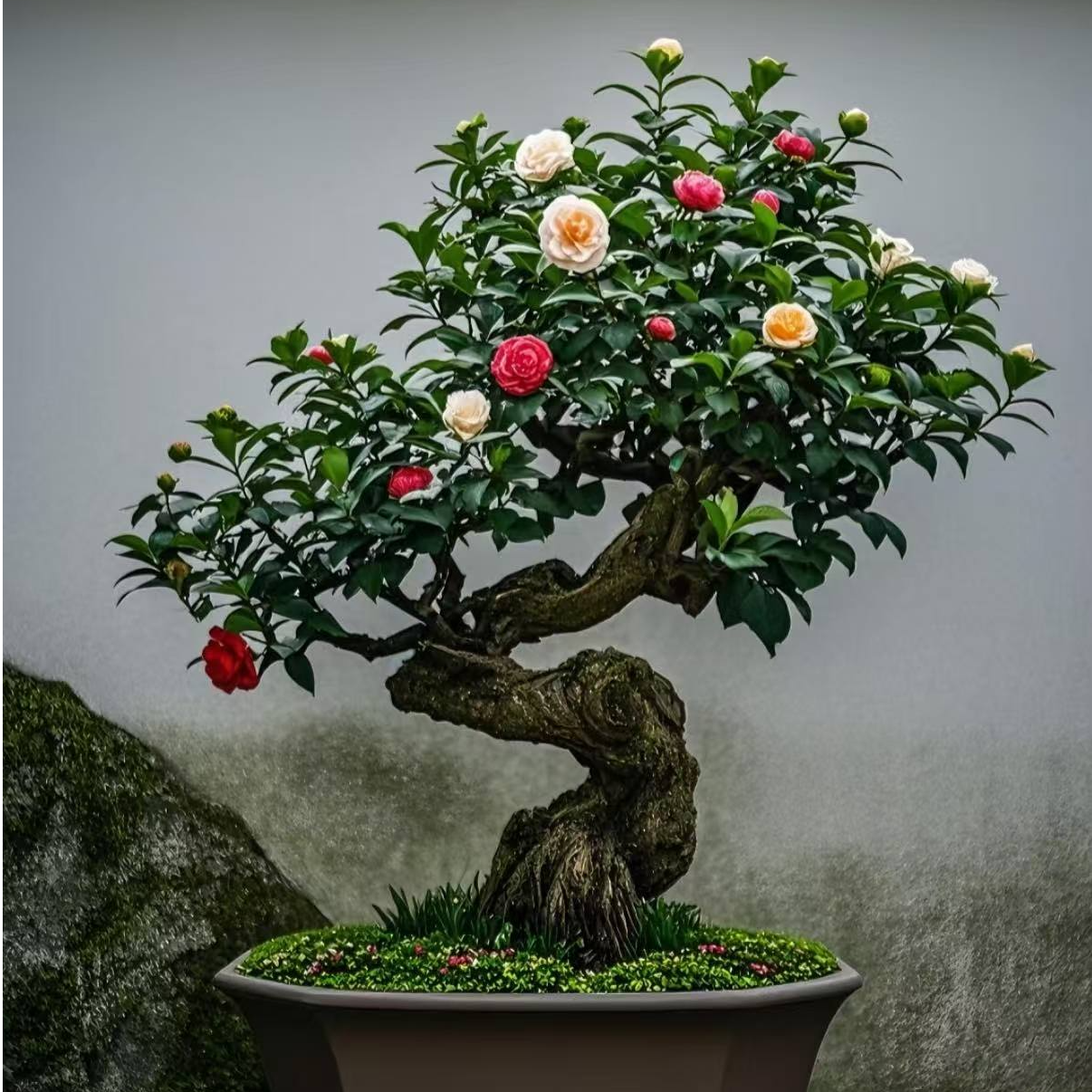 香妃茶花四季开花五色赤单十八学士庭院阳台室内好养花卉山茶花