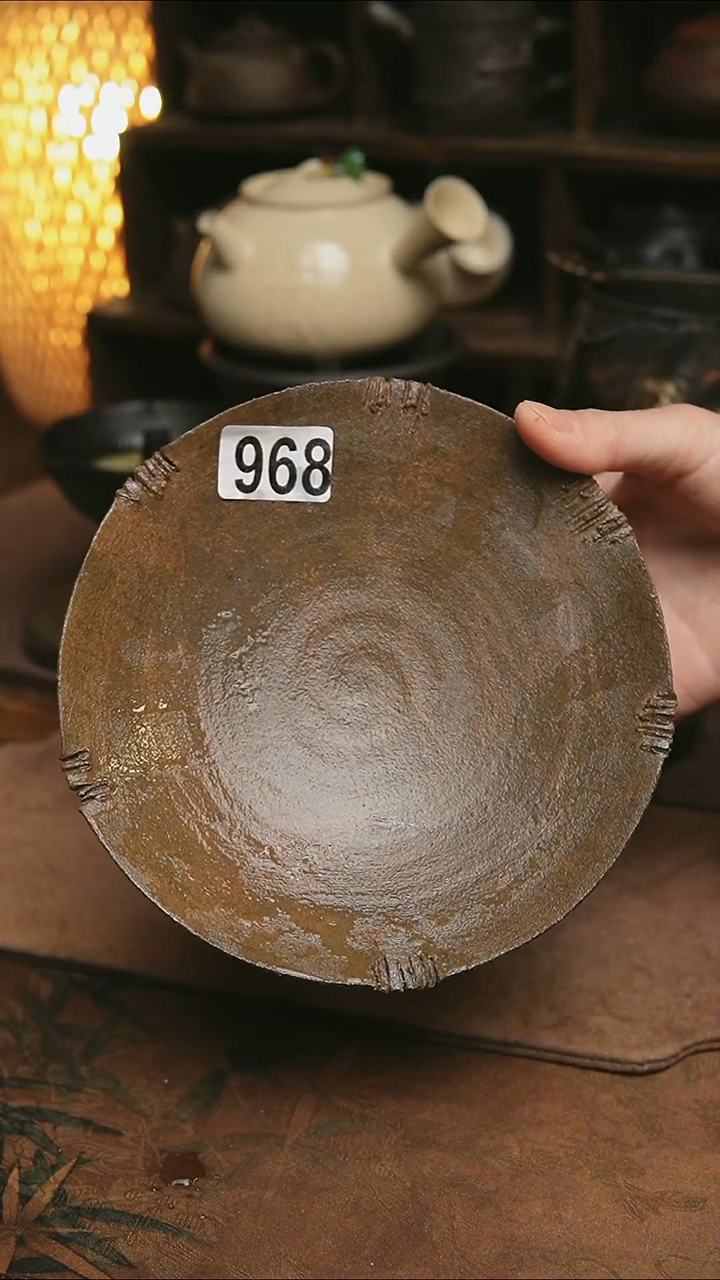 968号紫砂全手工粉引壶承，15.6厘米