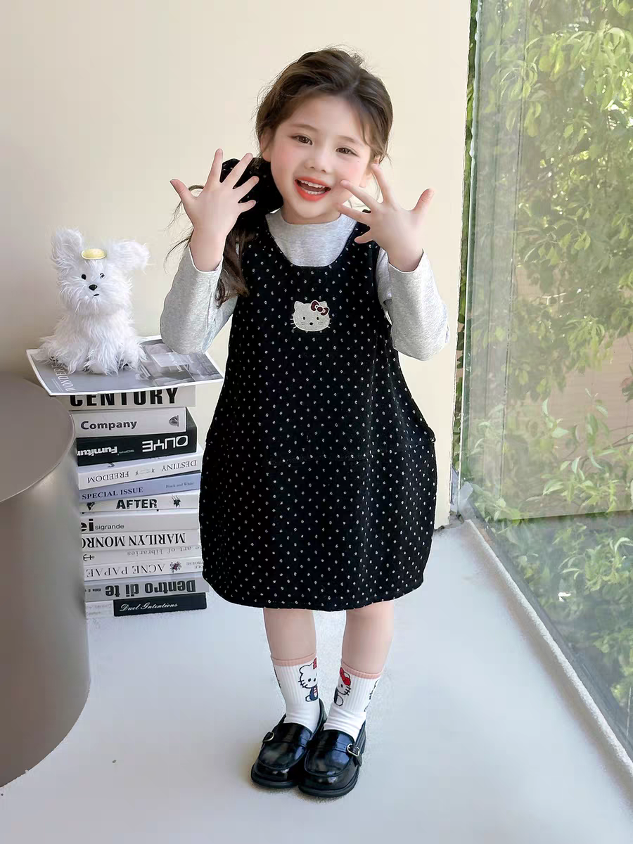 女童秋季连衣裙2025新款洋气儿童时髦背心裙套装女孩秋装长袖裙子