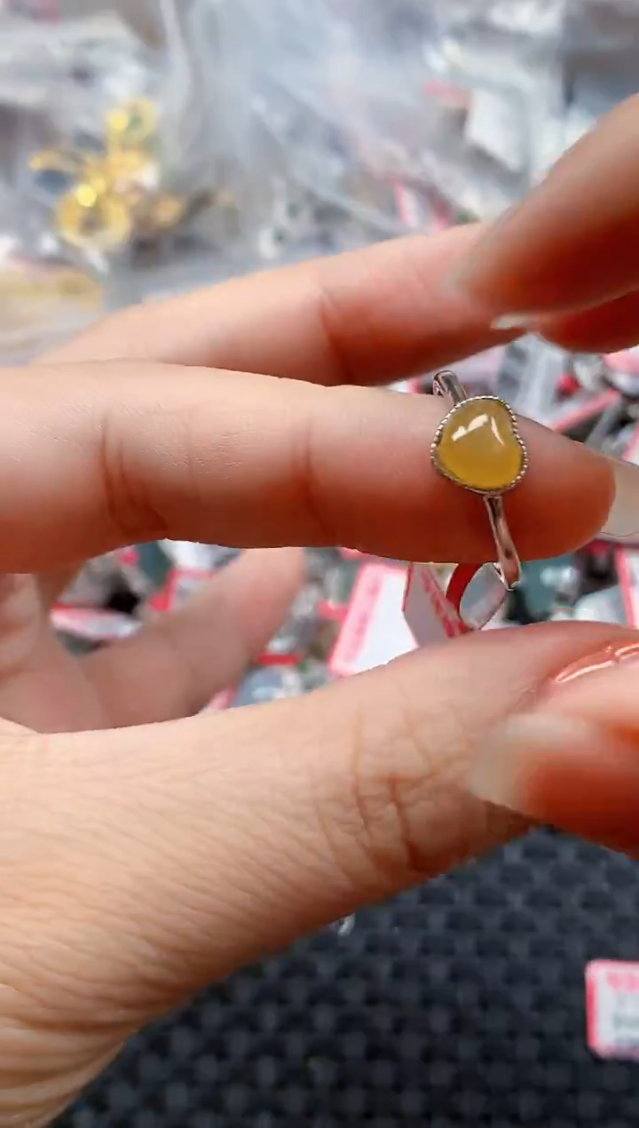 银S925镶嵌戒指翡翠天然A货缅甸翡翠